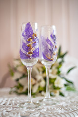 floral composition in the flutes
