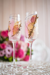 floral composition in the flutes
