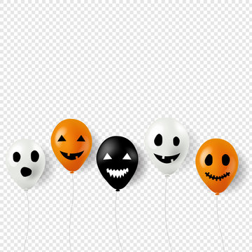 Halloween Balloons Border Transparent Background