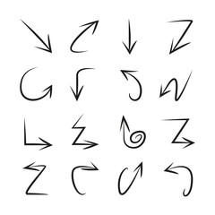 hand drawn arrow set on white background