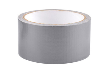 gray roll of Scotch tape isolated on white background, close-up