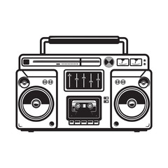 boombox illustrations on white background. Design element for logo, label, emblem, sign, badge, poster, t shirt.