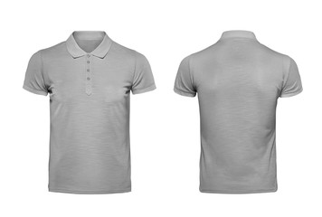 Grey polo tshirt design template isolated on white with clipping path