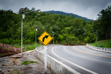 Dangerous curve on the road in thailand