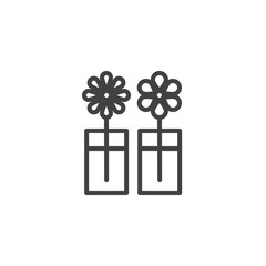 Vase with flowers outline icon. linear style sign for mobile concept and web design. Flowers in a glass simple line vector icon. Symbol, logo illustration. Pixel perfect vector graphics