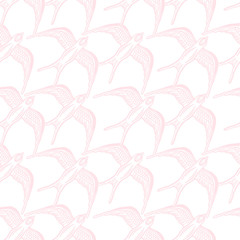 Seamless pattern background with linear swallows.