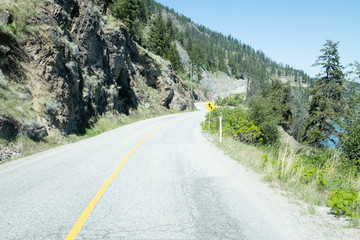 Narrow winding road on west side of Okanagan lake