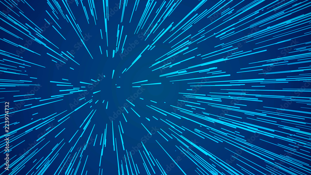Wall mural abstract speed background. centric motion of star trails. 3d rendering. starburst dynamic lines or r