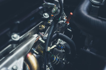 Obraz na płótnie Canvas Close up shot of car engine for background