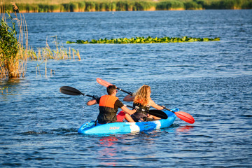 Lake canoe riding