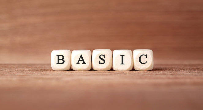 Word BASIC made with wood building blocks