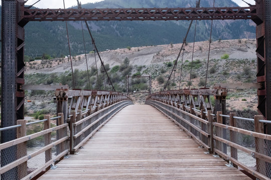 Old Suspension Bridge In Lillooet, BC, Canada