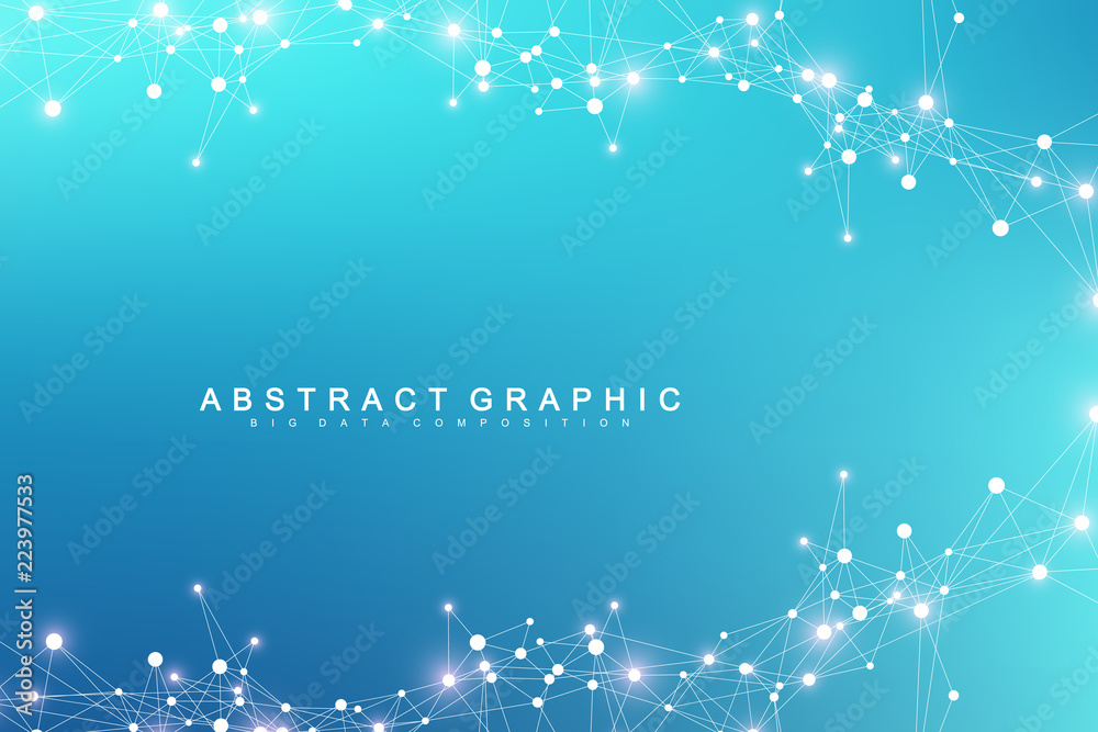 Poster Big data visualization. Artificial Intelligence and Machine Learning Concept. Graphic abstract background communication. Perspective backdrop visualization. Vector illustration.