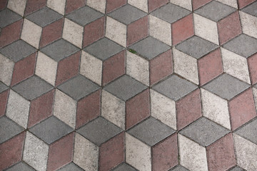 floor made of block tiles