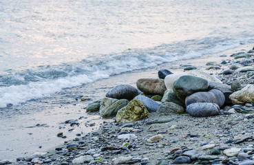 The pebbles on the beach at Sea 