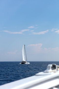 White Catamaran Sailing