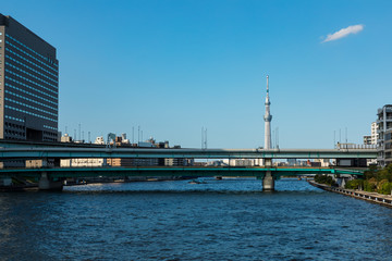 (東京都ｰ都市風景)永代橋周辺ウォーターフロント午後の風景５