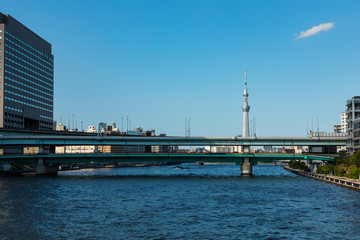 Fototapeta premium (東京都ｰ都市風景)永代橋周辺ウォーターフロント午後の風景５