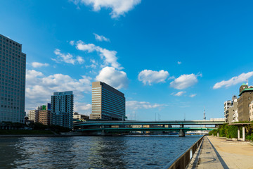 Fototapeta na wymiar (東京都ｰ都市風景)永代橋周辺ウォーターフロント午後の風景１