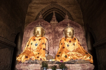 Sacred Twin Buddha images in the temple