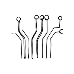 microcircuit technological sketch isolated on white background