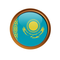 Kazakhstan flag in the golden frame 