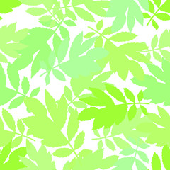 The pattern of spring green leaves on a white background, you can use for textiles, background cards, napkins, wrapping paper and more.