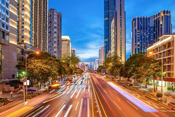 Obraz premium Shenzhen city roads and traffic lights