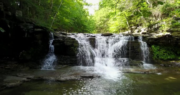 Cinematic Lush Waterfall Aerial