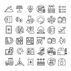 smart farm icons, smart agriculture icons, bold line