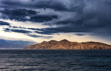 Stormy seascape landscape, Adratic sea during Bora wind