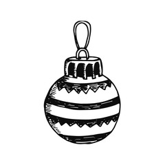 Christmas ball toy sketch isolated