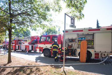 Firefighters intervening in a disaster