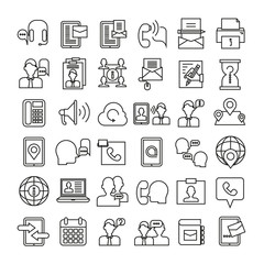 contact icons, bold line