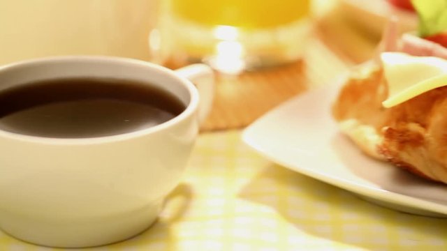 Morning breakfast with coffee and bread