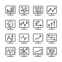 graph and chart in laptop icons