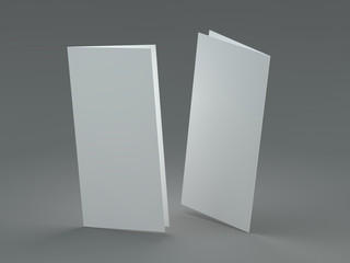 White template leaflet on gray background. Mockup. 3D render