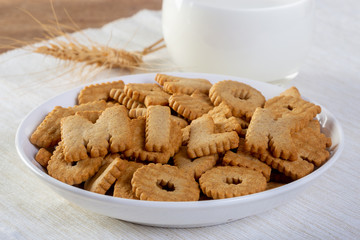 Letter biscuit cracker and milk