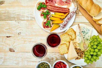 Italian antipasti wine snacks set. Antipasto catering platter