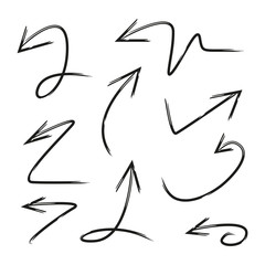 hand drawn arrows collection on white background