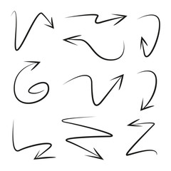 hand drawn arrows collection on white background