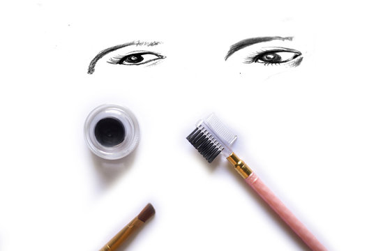 Eye makeup bursar isolated on white background