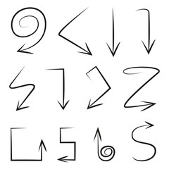hand drawn arrows collection on white background
