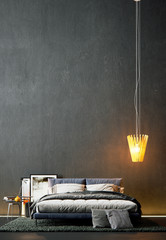 minimalistic black wall bedroom