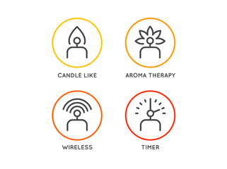 Set of Electric Candle icons in vector different functions
