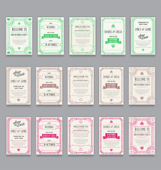Big Set of Great Quality Style Invitation in Art Deco or Nouveau Epoch 1920's Gangster Era Collection Vector
