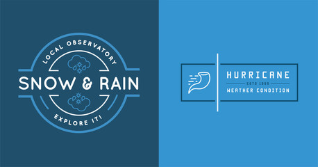 Set of Vector Weather Icons and Logotypes of Business Forecasting Apps and Channels