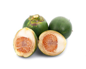 fresh betel nut on betel leaf isolated on white background