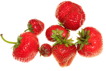 Ripe red strawberry on a white background