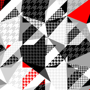 Seamless geometric pattern. Classic Hounds-tooth pattern in a patchwork collage style. Vector image.